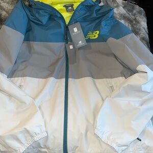 New Balance  Tri-Tone Raincoat - Teal, Gray, White